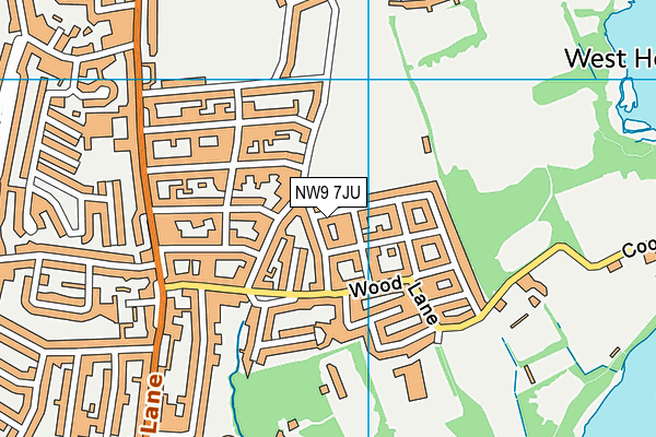 NW9 7JU map - OS VectorMap District (Ordnance Survey)