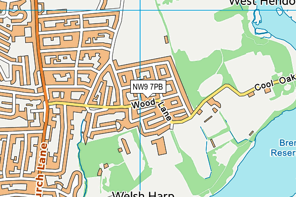NW9 7PB map - OS VectorMap District (Ordnance Survey)