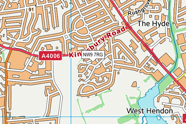 NW9 7RG map - OS VectorMap District (Ordnance Survey)