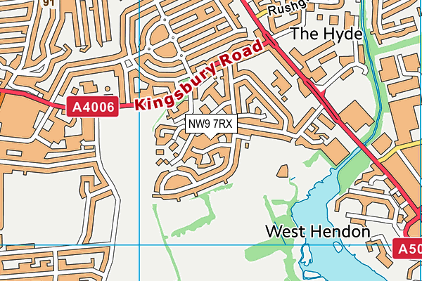 NW9 7RX map - OS VectorMap District (Ordnance Survey)