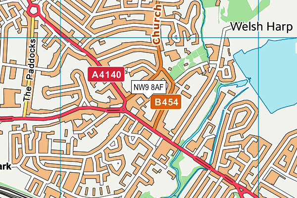 NW9 8AF map - OS VectorMap District (Ordnance Survey)