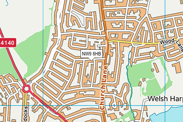 NW9 8HB map - OS VectorMap District (Ordnance Survey)