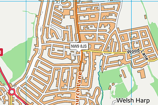 NW9 8JS map - OS VectorMap District (Ordnance Survey)