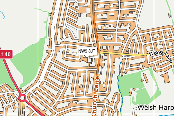 NW9 8JT map - OS VectorMap District (Ordnance Survey)