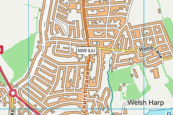 NW9 8JU map - OS VectorMap District (Ordnance Survey)