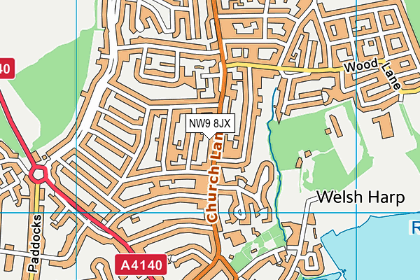 NW9 8JX map - OS VectorMap District (Ordnance Survey)