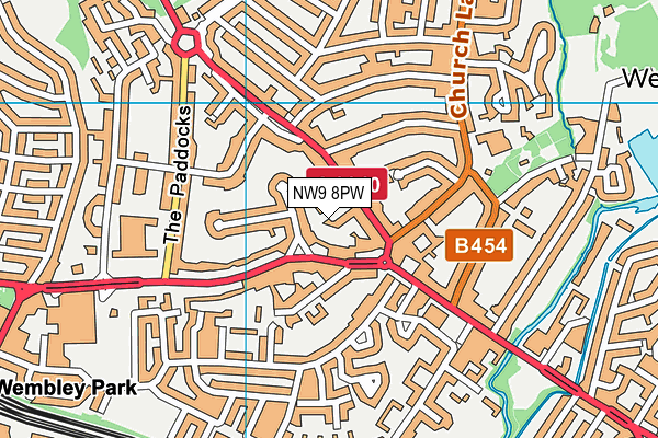NW9 8PW map - OS VectorMap District (Ordnance Survey)
