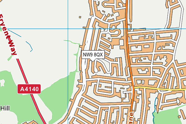 NW9 8QX map - OS VectorMap District (Ordnance Survey)