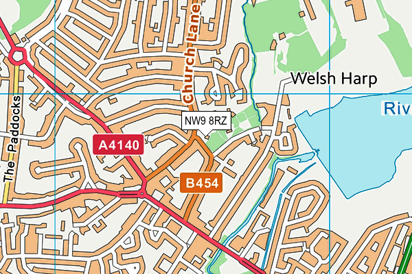 NW9 8RZ map - OS VectorMap District (Ordnance Survey)