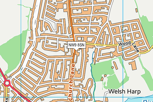 NW9 8SN map - OS VectorMap District (Ordnance Survey)
