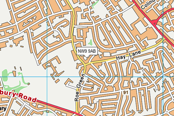 NW9 9AB map - OS VectorMap District (Ordnance Survey)