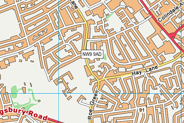 NW9 9AD map - OS VectorMap District (Ordnance Survey)
