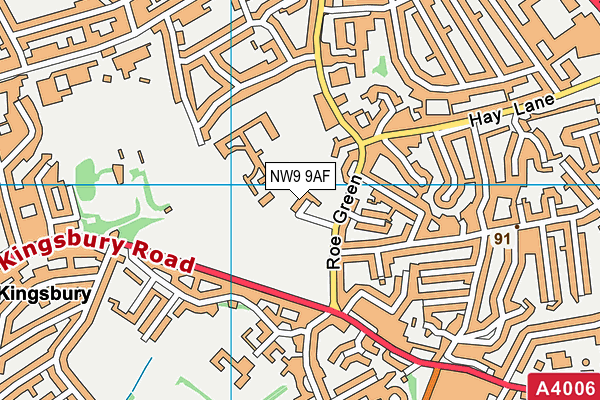NW9 9AF map - OS VectorMap District (Ordnance Survey)