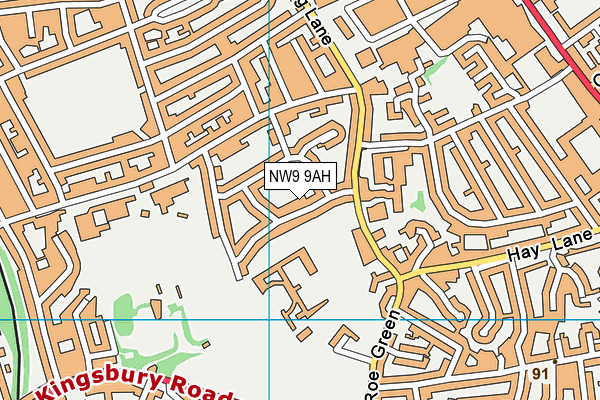 NW9 9AH map - OS VectorMap District (Ordnance Survey)