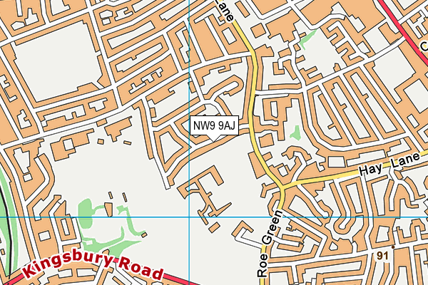 NW9 9AJ map - OS VectorMap District (Ordnance Survey)