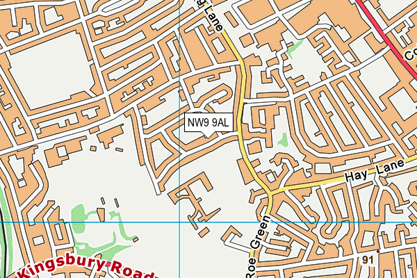 NW9 9AL map - OS VectorMap District (Ordnance Survey)