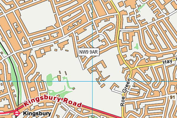 NW9 9AR map - OS VectorMap District (Ordnance Survey)
