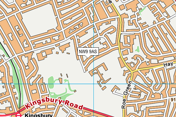 NW9 9AS map - OS VectorMap District (Ordnance Survey)