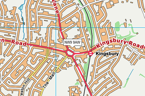 NW9 9AW map - OS VectorMap District (Ordnance Survey)