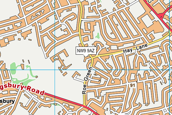 NW9 9AZ map - OS VectorMap District (Ordnance Survey)