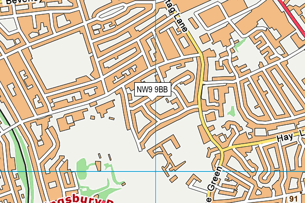 NW9 9BB map - OS VectorMap District (Ordnance Survey)