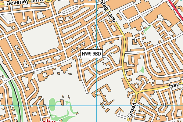 NW9 9BD map - OS VectorMap District (Ordnance Survey)