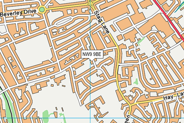 NW9 9BE map - OS VectorMap District (Ordnance Survey)