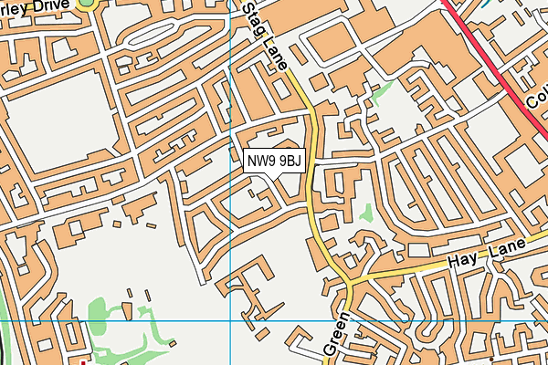 NW9 9BJ map - OS VectorMap District (Ordnance Survey)