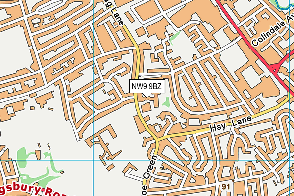 NW9 9BZ map - OS VectorMap District (Ordnance Survey)