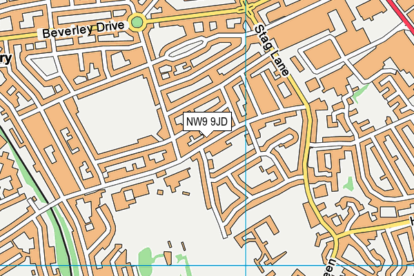 NW9 9JD map - OS VectorMap District (Ordnance Survey)