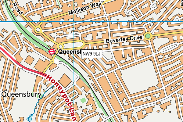 NW9 9LJ map - OS VectorMap District (Ordnance Survey)