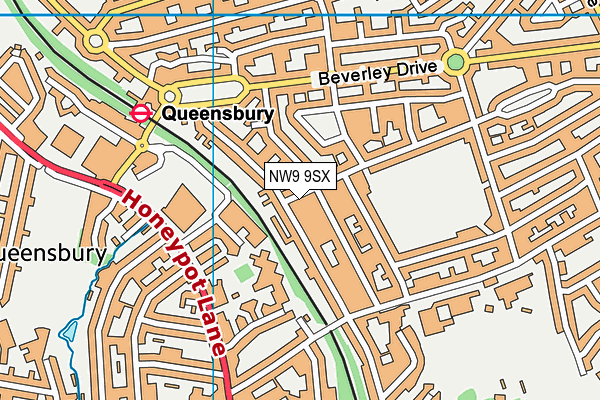 NW9 9SX map - OS VectorMap District (Ordnance Survey)