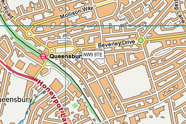 NW9 9TE map - OS VectorMap District (Ordnance Survey)