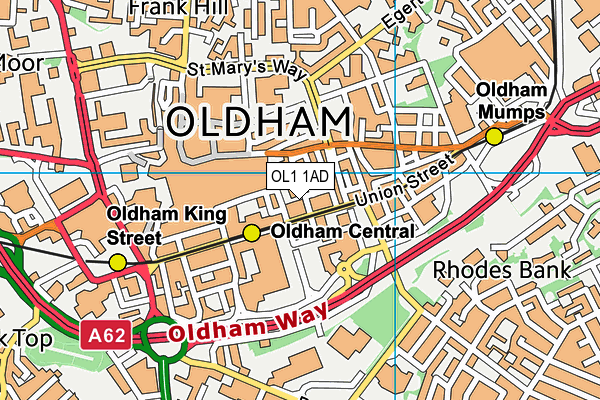 OL1 1AD map - OS VectorMap District (Ordnance Survey)