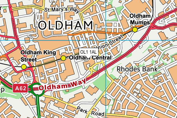 OL1 1AL map - OS VectorMap District (Ordnance Survey)