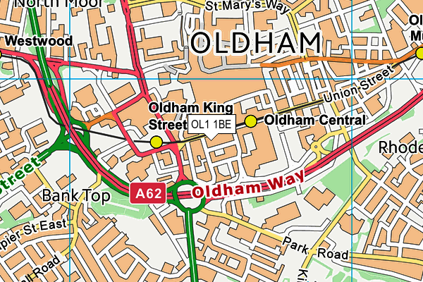 OL1 1BE map - OS VectorMap District (Ordnance Survey)