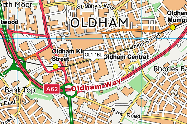 OL1 1BL map - OS VectorMap District (Ordnance Survey)