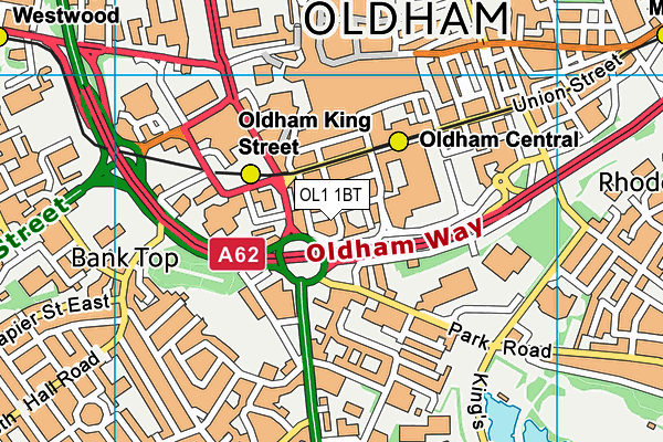 OL1 1BT map - OS VectorMap District (Ordnance Survey)