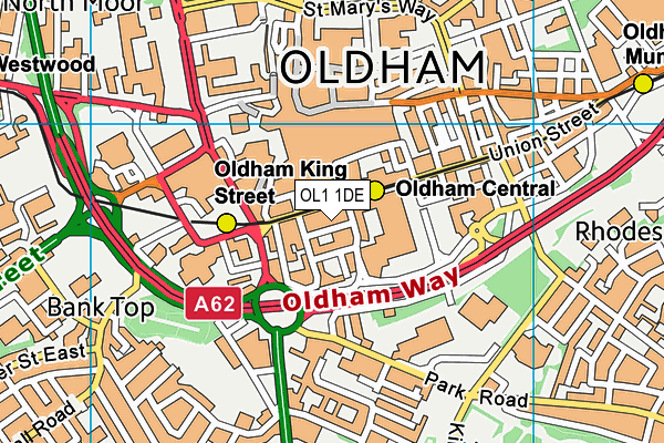OL1 1DE map - OS VectorMap District (Ordnance Survey)