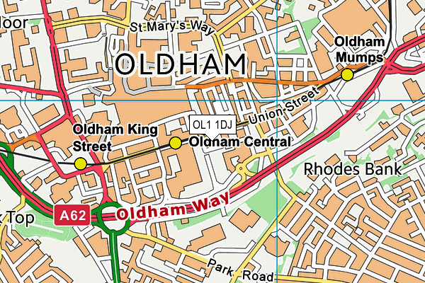 OL1 1DJ map - OS VectorMap District (Ordnance Survey)