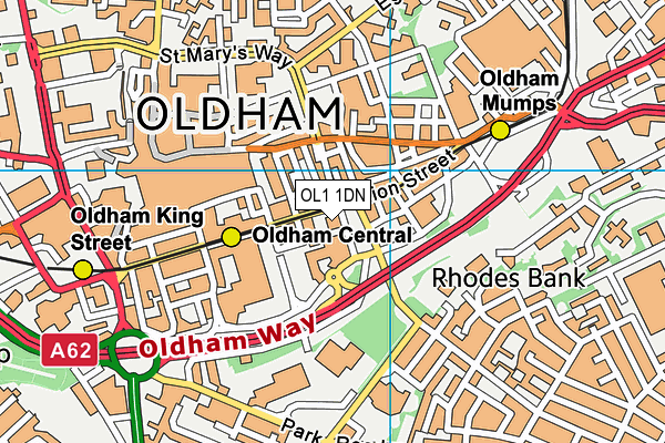 OL1 1DN map - OS VectorMap District (Ordnance Survey)