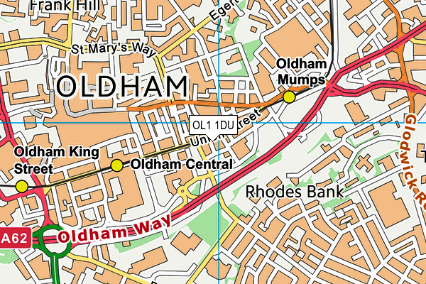 OL1 1DU map - OS VectorMap District (Ordnance Survey)