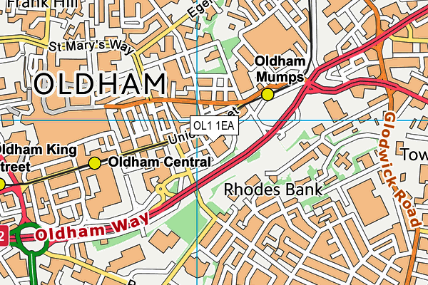 OL1 1EA map - OS VectorMap District (Ordnance Survey)