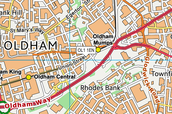 OL1 1EN map - OS VectorMap District (Ordnance Survey)