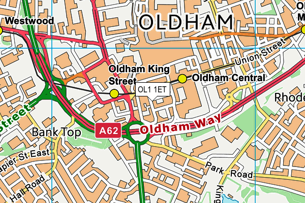 OL1 1ET map - OS VectorMap District (Ordnance Survey)