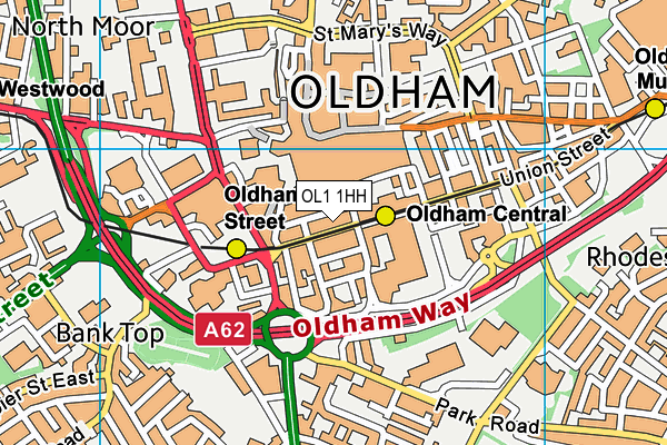 OL1 1HH map - OS VectorMap District (Ordnance Survey)