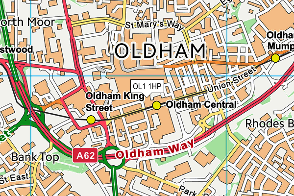 OL1 1HP map - OS VectorMap District (Ordnance Survey)