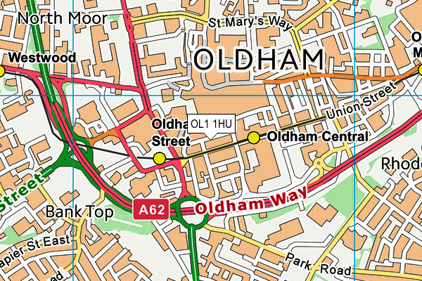 OL1 1HU map - OS VectorMap District (Ordnance Survey)