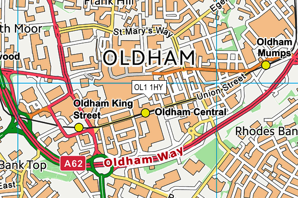 OL1 1HY map - OS VectorMap District (Ordnance Survey)