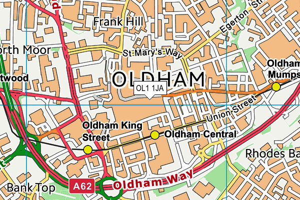 OL1 1JA map - OS VectorMap District (Ordnance Survey)